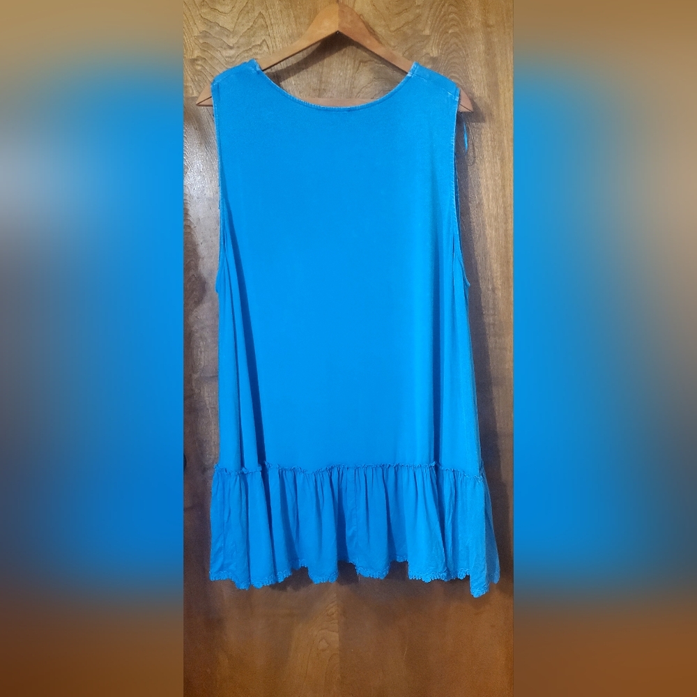 NWOT Mineral Washed Lace Embellished Sleeveless Top - Picture 2 of 7